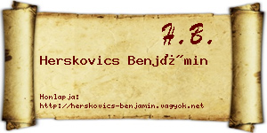 Herskovics Benjámin névjegykártya